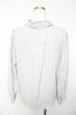 画像2: axes femme kawaii / ストライプリボンブラウス M グレー Y-25-11-01-065-AX-BL-SZ-ZY