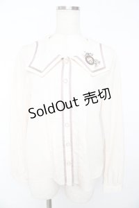 axes femme POETIQUE / 時計刺繍セーラーブラウス M キナリ Y-25-11-01-066-AX-BL-SZ-ZY