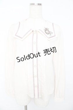 画像1: axes femme POETIQUE / 時計刺繍セーラーブラウス M キナリ Y-25-11-01-066-AX-BL-SZ-ZY
