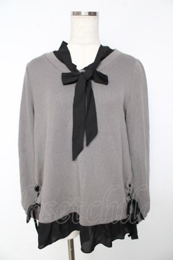 画像1: axes femme / ボウタイシャツレイヤードプルオーバー M グレー Y-25-11-01-067-AX-TO-SZ-ZY