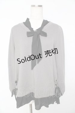 画像1: axes femme / ボウタイシャツレイヤードプルオーバー M グレー Y-25-11-01-067-AX-TO-SZ-ZY