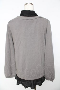 画像2: axes femme / ボウタイシャツレイヤードプルオーバー M グレー Y-25-11-01-067-AX-TO-SZ-ZY