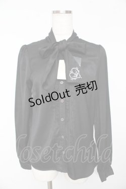 画像1: Secret Honey / フロントフリルボウタイブラウス 2 黒 Y-25-11-01-068-CA-BL-SZ-ZY