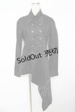 画像1: BPN FOR MEN / アシンメトリーロングシャツ M 黒 Y-25-11-01-072-GO-BL-SZ-ZY
