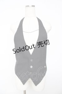 BPN FOR MEN / ピンストライプホルターベスト M 黒 Y-25-11-01-073-GO-TO-SZ-ZY