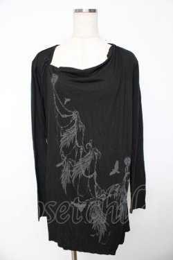 画像1: BPN FOR MEN / プリント入りレイヤード風ロングトップス M 黒 Y-25-11-01-074-GO-TO-SZ-ZY