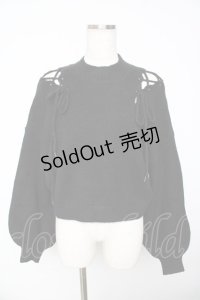 EATME / ショルダーレースアップニットトップス F 黒 Y-25-11-01-076-LO-TO-SZ-ZY