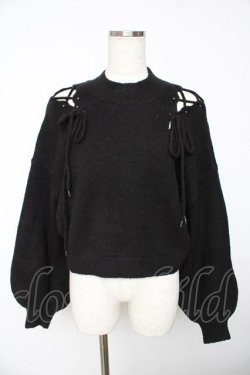画像1: EATME / ショルダーレースアップニットトップス F 黒 Y-25-11-01-076-LO-TO-SZ-ZY