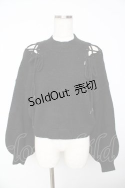 画像1: EATME / ショルダーレースアップニットトップス F 黒 Y-25-11-01-076-LO-TO-SZ-ZY