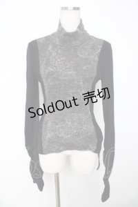 Ozz oneste / 不死鳥刺繍ハイネックニット  黒×グレー Y-25-11-01-077-OO-TO-SZ-ZY