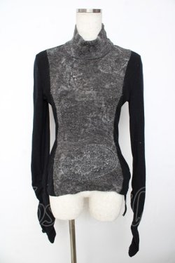 画像1: Ozz oneste / 不死鳥刺繍ハイネックニット  黒×グレー Y-25-11-01-077-OO-TO-SZ-ZY