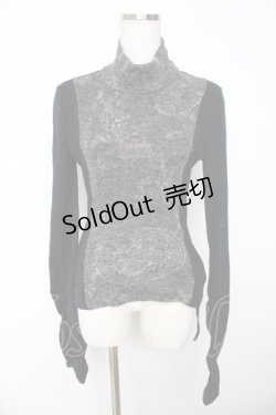 画像1: Ozz oneste / 不死鳥刺繍ハイネックニット  黒×グレー Y-25-11-01-077-OO-TO-SZ-ZY