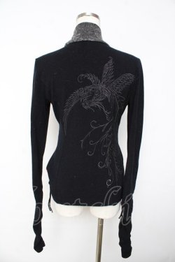 画像2: Ozz oneste / 不死鳥刺繍ハイネックニット  黒×グレー Y-25-11-01-077-OO-TO-SZ-ZY