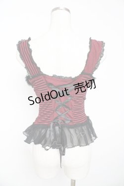 画像2: ALGONQUINS / マルチボーダービスチェ F 赤×黒 Y-25-11-01-081-AL-TO-SZ-ZY