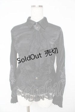 画像1: ALGONQUINS / ジャボ付きブラウス F 黒 Y-25-11-01-082-AL-BL-SZ-ZY