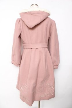 画像2: axes femme / 額縁風刺繍フード付きコート M ピンク Y-25-11-01-086-AX-CO-SZ-ZY