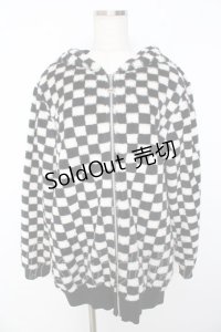 ALGONQUINS / ブロックチェックファーブルゾン ユニセックス 白×黒 Y-25-11-01-092-AL-JA-SZ-ZY