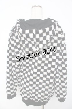 画像2: ALGONQUINS / ブロックチェックファーブルゾン ユニセックス 白×黒 Y-25-11-01-092-AL-JA-SZ-ZY