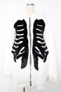 PSYCHO NATION / ボーンファー フードブルゾン  白 Y-25-11-01-098-PU-JA-SZ-ZS