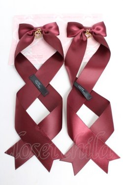 画像1: LOTUS ribbon / ツインテールリボンバレッタ  ワイン Y-25-11-01-016-EL-ZA-SZ-ZY