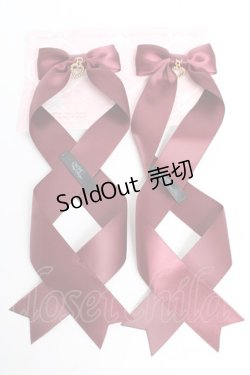 画像1: LOTUS ribbon / ツインテールリボンバレッタ  ワイン Y-25-11-01-016-EL-ZA-SZ-ZY