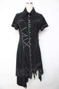 Ozz Croce / アシンメトリーシャツワンピース  黒 Y-25-11-01-116-OO-OP-SZ-ZY