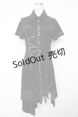 Ozz Croce / アシンメトリーシャツワンピース  黒 Y-25-11-01-116-OO-OP-SZ-ZY