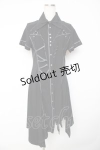 Ozz Croce / アシンメトリーシャツワンピース  黒 Y-25-11-01-116-OO-OP-SZ-ZY