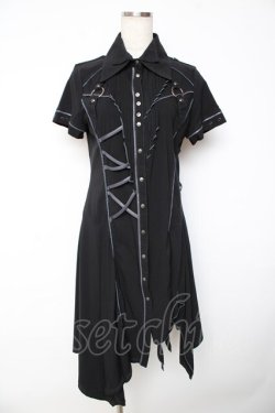 画像1: Ozz Croce / アシンメトリーシャツワンピース  黒 Y-25-11-01-116-OO-OP-SZ-ZY