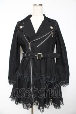 画像1: ALGONQUINS / ライダースジャケットワンピース F 黒 Y-25-11-01-119-AL-OP-SZ-ZY