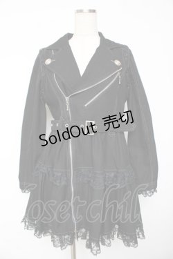 画像1: ALGONQUINS / ライダースジャケットワンピース F 黒 Y-25-11-01-119-AL-OP-SZ-ZY