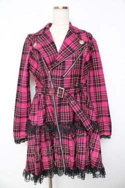 画像1: ALGONQUINS / ライダースジャケットワンピース 2 ピンク Y-25-11-01-120-AL-OP-SZ-ZY