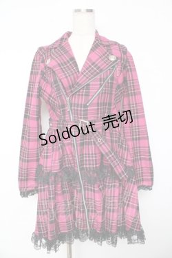 画像1: ALGONQUINS / ライダースジャケットワンピース 2 ピンク Y-25-11-01-120-AL-OP-SZ-ZY