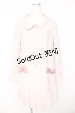 画像1: Emily Temple cute / リボンジャガードコート  ピンク Y-25-11-01-122-ET-CO-SZ-ZY