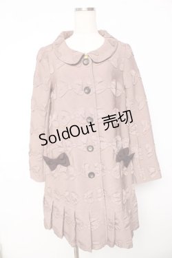 画像1: Emily Temple cute / リボンジャガードコート  ブラウン Y-25-11-01-123-ET-CO-SZ-ZY