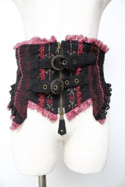 画像1: Ozz Croce / バラ刺繍コルセット  黒×赤 Y-25-11-01-130-OO-TO-SZ-ZY