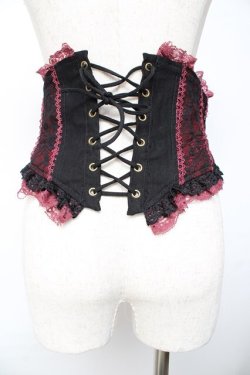 画像2: Ozz Croce / バラ刺繍コルセット  黒×赤 Y-25-11-01-130-OO-TO-SZ-ZY
