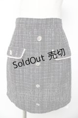 Ank Rouge / フロントビジューツイードミニスカート M 黒 Y-25-11-01-135-CA-SK-SZ-ZY