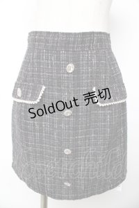 Ank Rouge / フロントビジューツイードミニスカート M 黒 Y-25-11-01-135-CA-SK-SZ-ZY