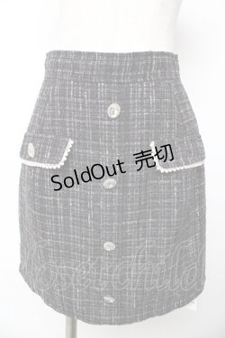 画像1: Ank Rouge / フロントビジューツイードミニスカート M 黒 Y-25-11-01-135-CA-SK-SZ-ZY