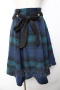 axes femme / シャギーチェックイレヘムスカート  紺 Y-25-11-01-145-AX-SK-SZ-ZY