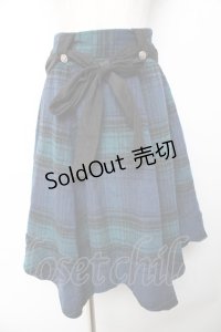 axes femme / シャギーチェックイレヘムスカート  紺 Y-25-11-01-145-AX-SK-SZ-ZY