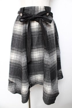 画像1: axes femme / シャギーチェックイレヘムスカート  紺 Y-25-11-01-146-AX-SK-SZ-ZY