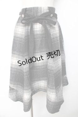 画像1: axes femme / シャギーチェックイレヘムスカート  紺 Y-25-11-01-146-AX-SK-SZ-ZY