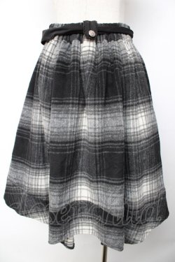 画像2: axes femme / シャギーチェックイレヘムスカート  紺 Y-25-11-01-146-AX-SK-SZ-ZY