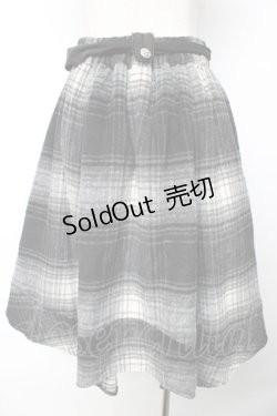 画像2: axes femme / シャギーチェックイレヘムスカート  紺 Y-25-11-01-146-AX-SK-SZ-ZY