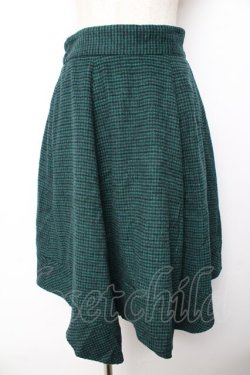 画像1: axes femme / 千鳥イレヘムスカート  グリーン Y-25-11-01-148-AX-SK-SZ-ZY