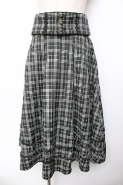 画像1: axes femme / ベルト付チェック柄タックスカート F グリーン Y-25-11-01-151-AX-SK-SZ-ZY