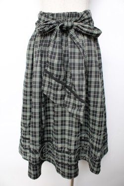 画像2: axes femme / ベルト付チェック柄タックスカート F グリーン Y-25-11-01-151-AX-SK-SZ-ZY