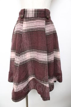 画像1: axes femme / チェックフレアスカート  赤 Y-25-11-01-152-AX-SK-SZ-ZY